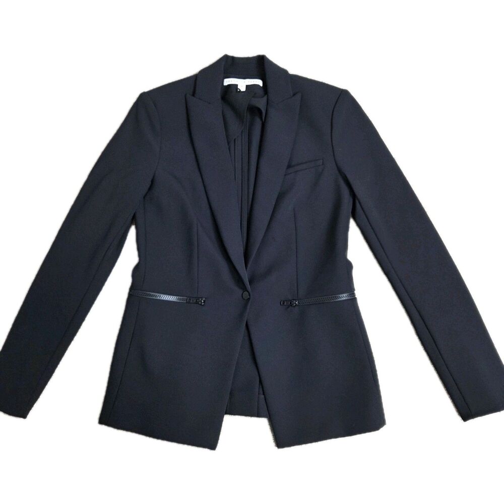 Veronica Beard Iconic Scuba Dickey Jacket Black Blazer with Zip Pockets, Size 0